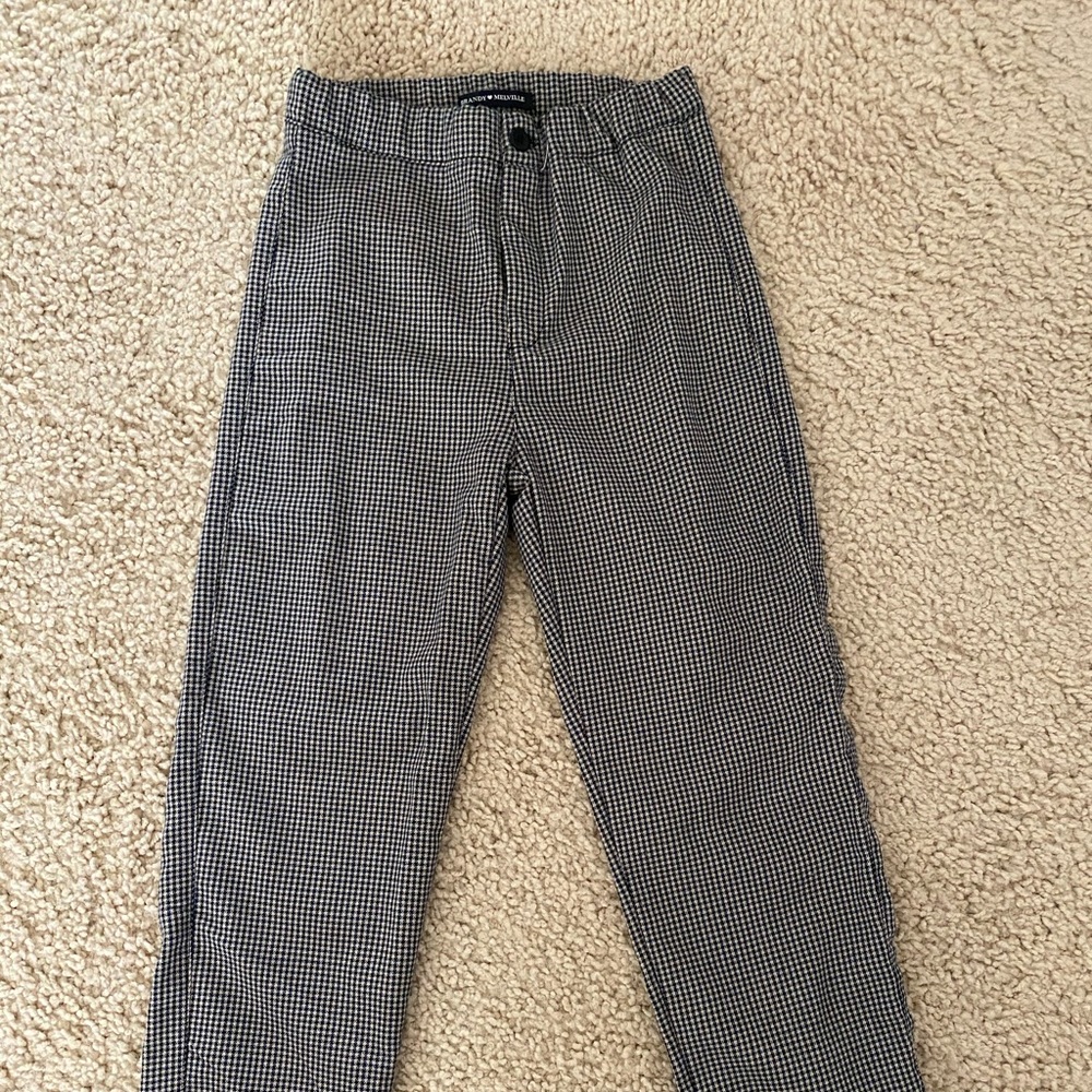 brandy melville blue grey and black checkered pant